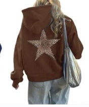 Women's Casual Printed Loose Hooded Sweatshirt