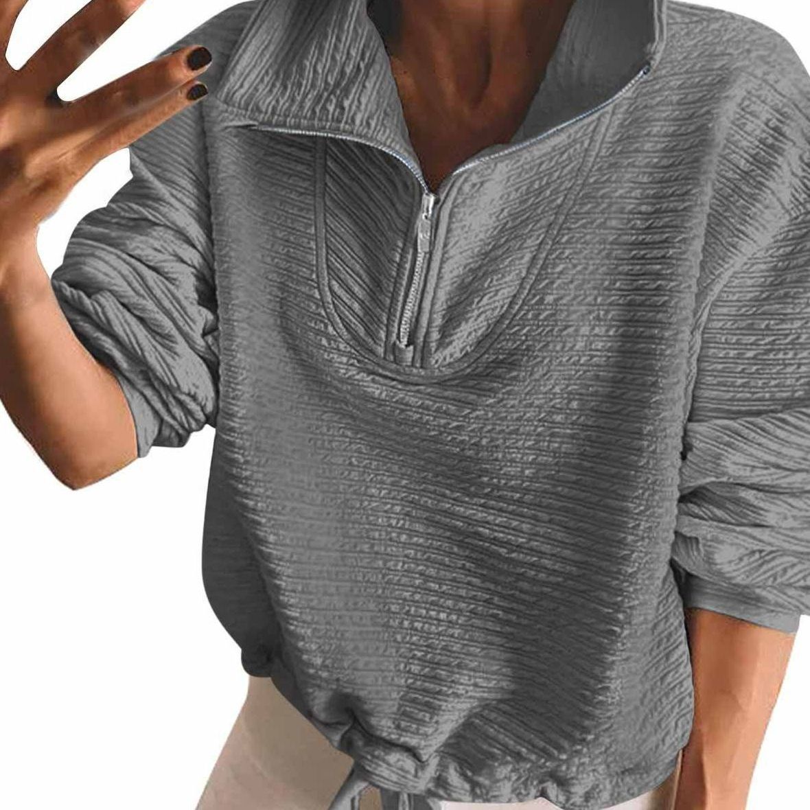 Women's Half-Zip Lapel Sweatshirt & Drawstring Pullover