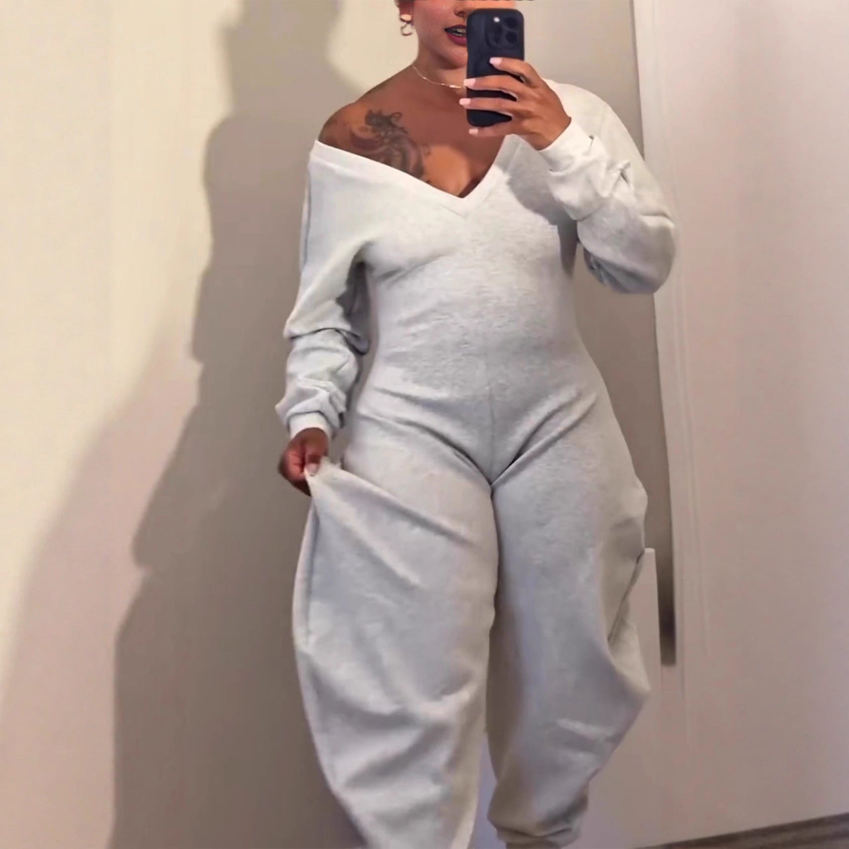 Women's Long-Sleeve Athletic Hoodie Jumpsuit