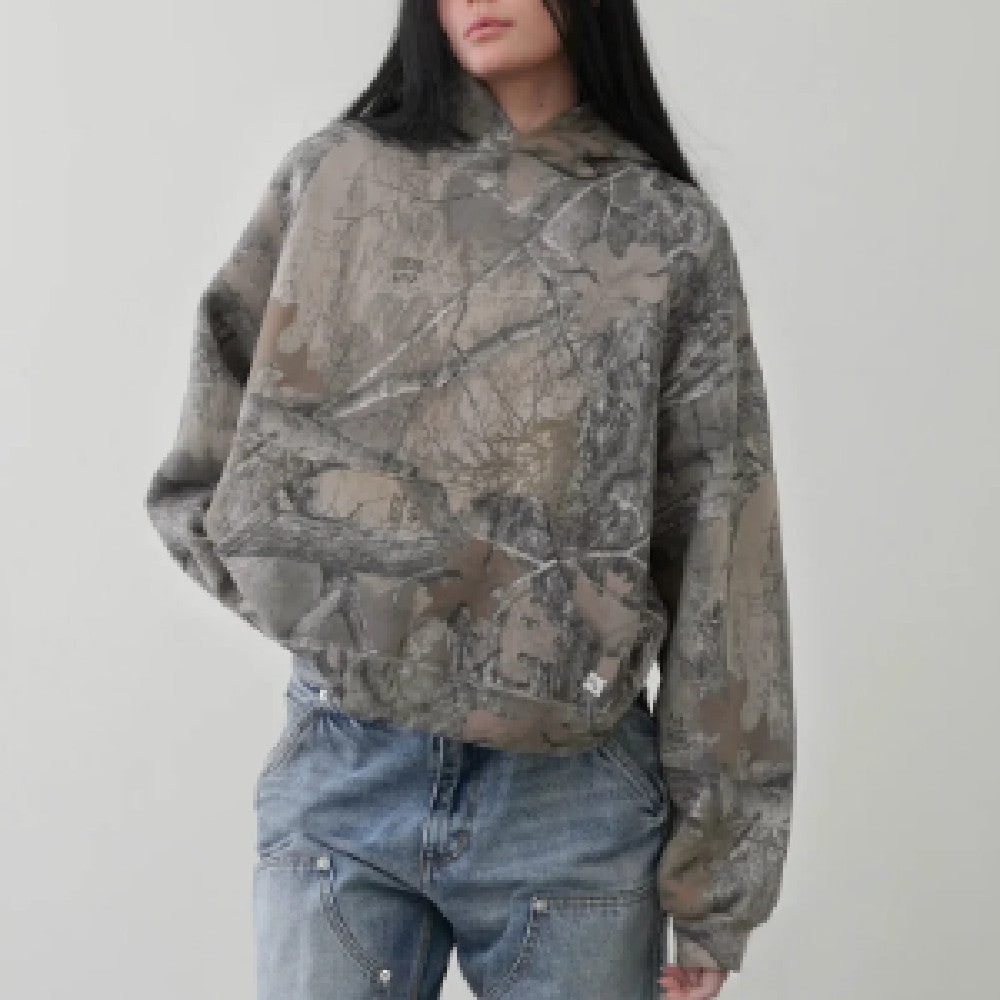 Women's Printed Long Sleeve Hooded Pullover Sweater