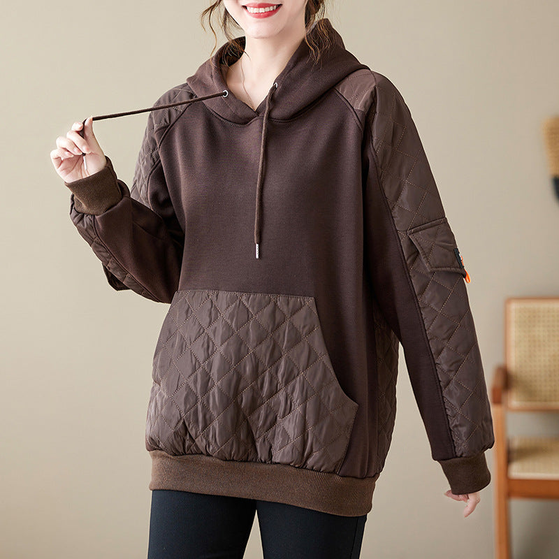 Cozy Quilted Hooded Pullover Winter Sweater