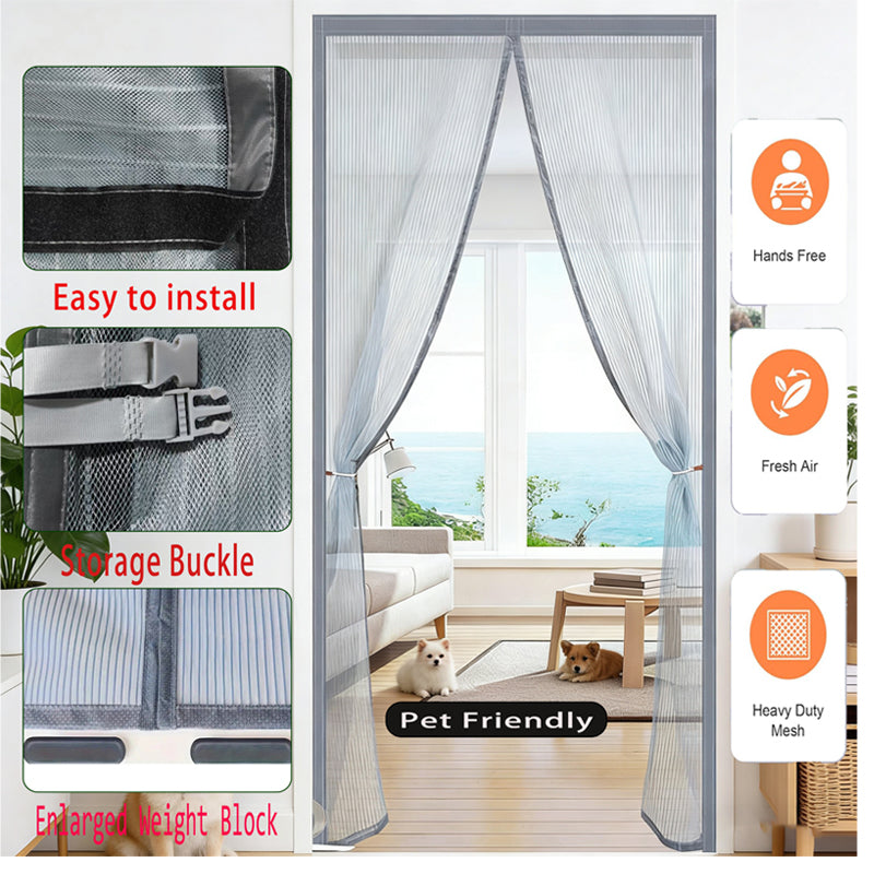 Magnetic Mosquito-proof Screen Door, Breathable and Insect-resistant, Easy to Install Without Drilling, Magnetic and Quiet, Suitable for Kitchen Doors, Bedroom Doors, Balcony Doors, and Living Room Do