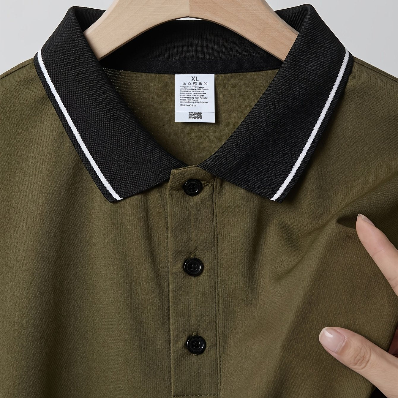 Men's Solid Color Polo Shirt with Breathable Fabric
