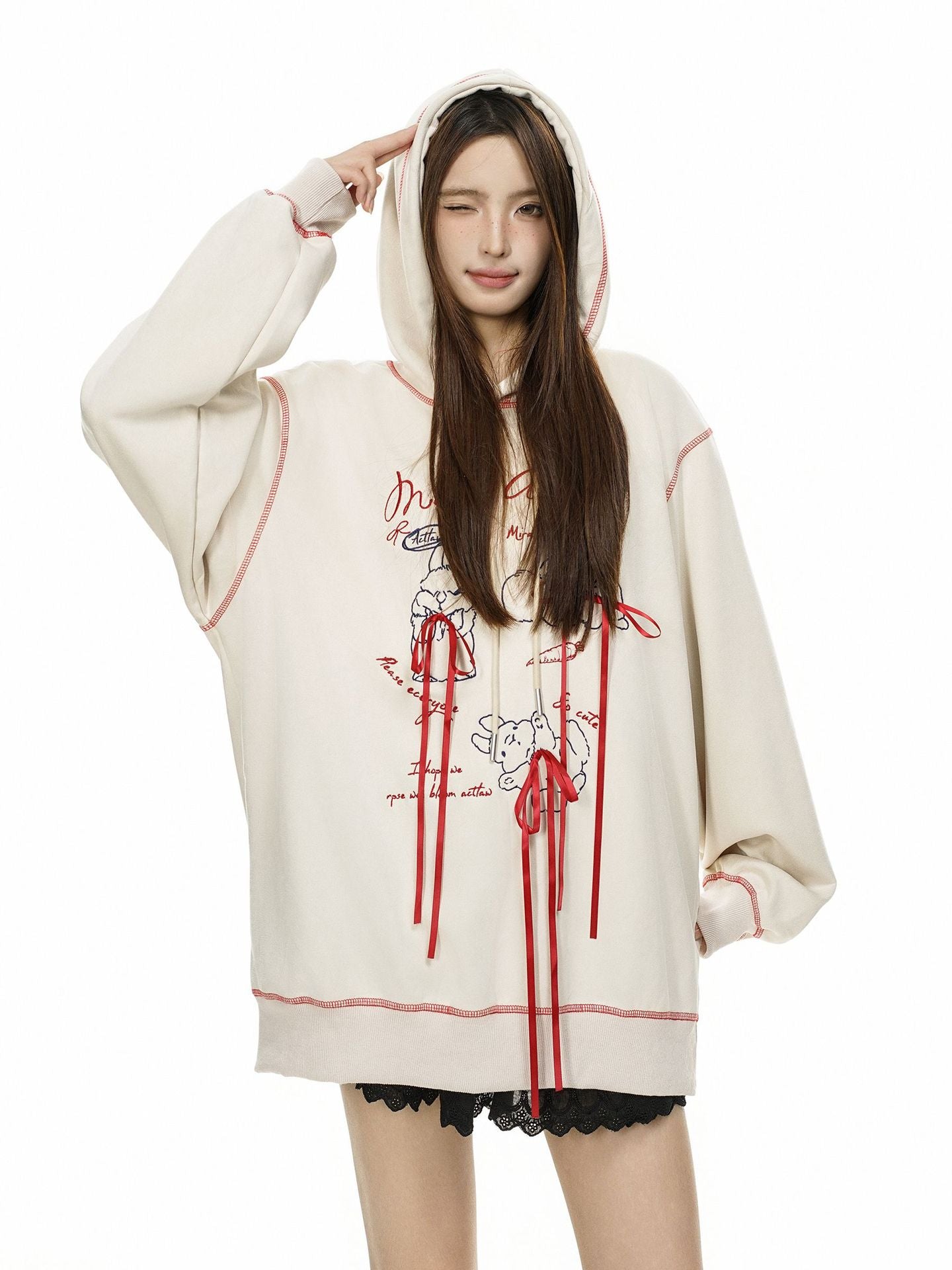 Chic Bow-Tie Pullover Sweater Coat