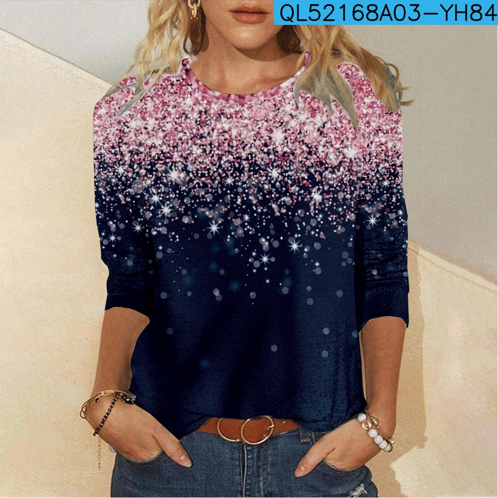 Women's 3D Printed Casual Long-Sleeve Graphic Tee