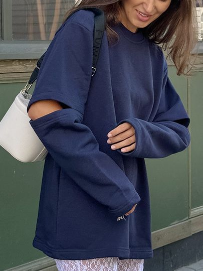 Chic Hollow Knit Round Neck Women's Sweater