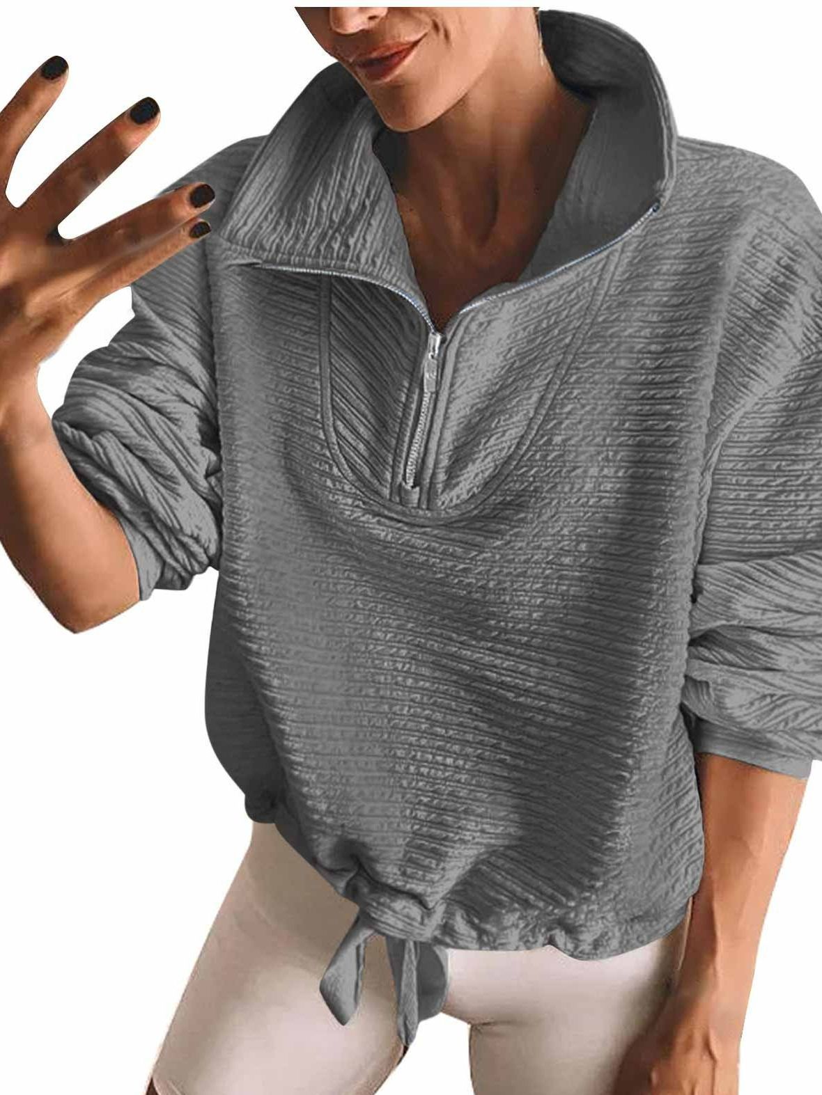 Women's Half-Zip Lapel Sweatshirt & Drawstring Pullover