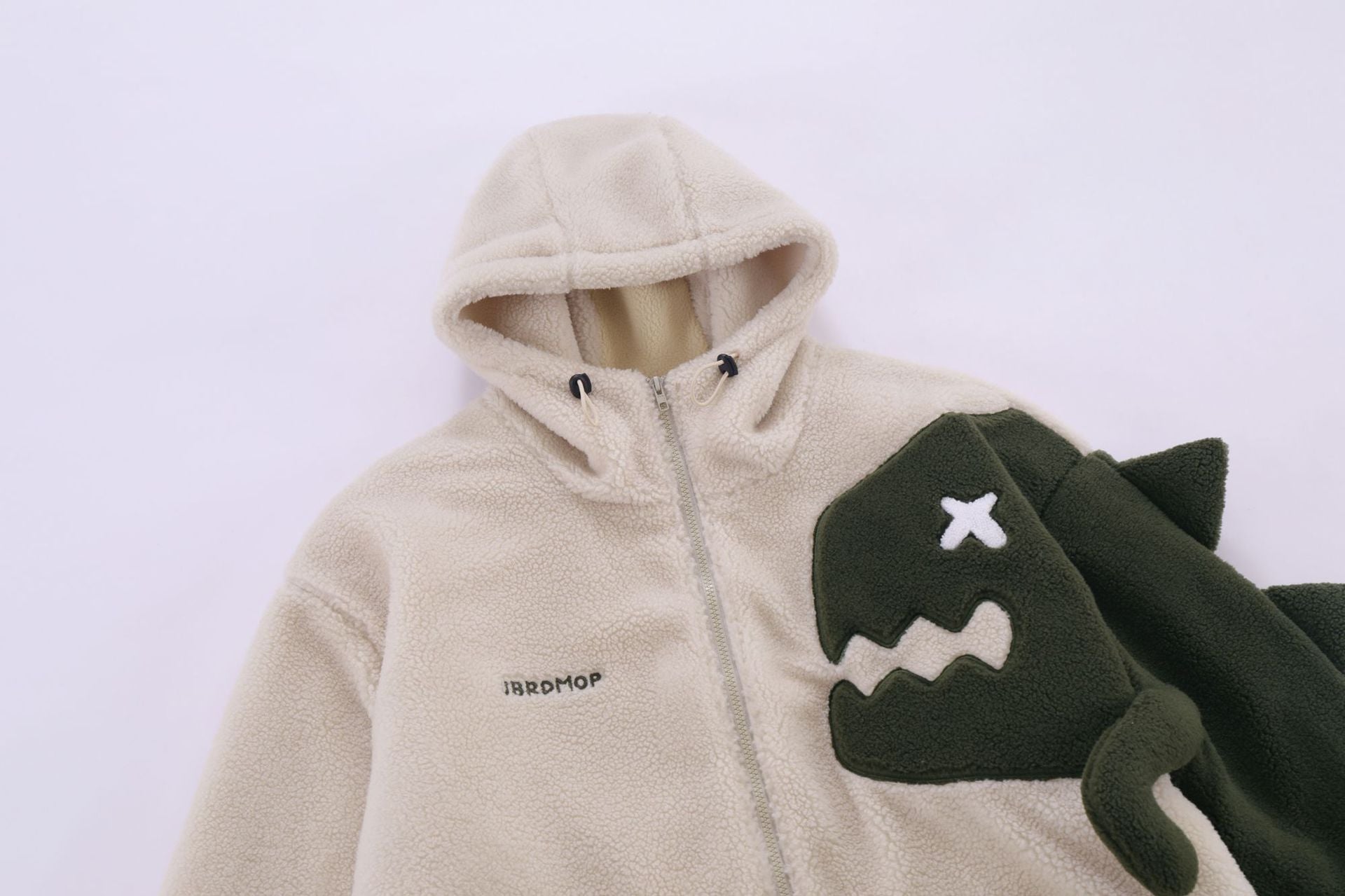 Design Sense Dinosaur Spliced Lamb Wool Coat Female