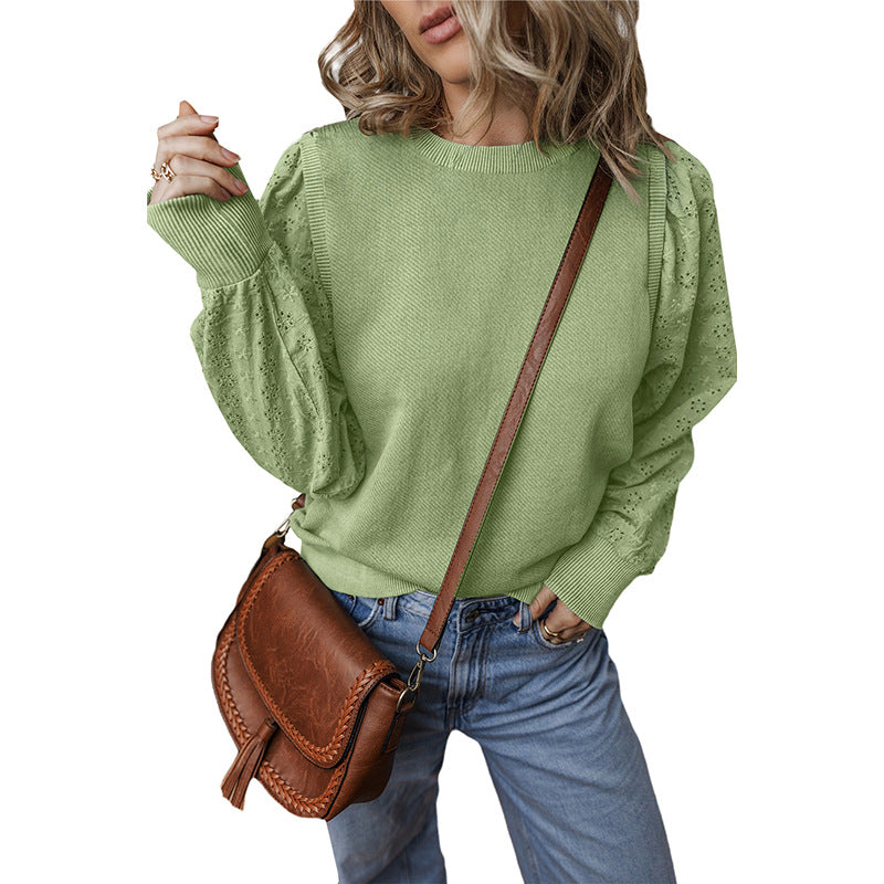 Textured Patchwork Long Sleeve Pullover