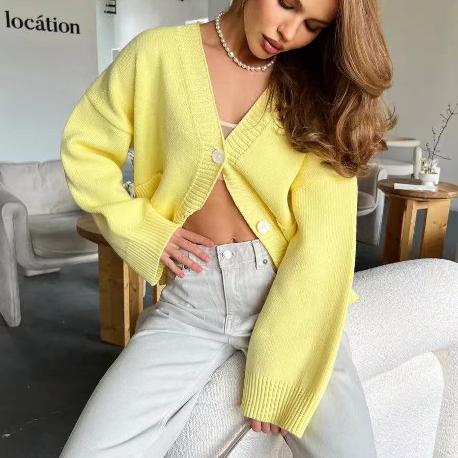 Loose and Idle Soft Glutinous Design Sweater Coat