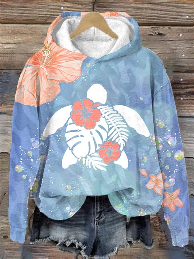Floral Print Long Sleeve Pullover Autumn Sweatshirt