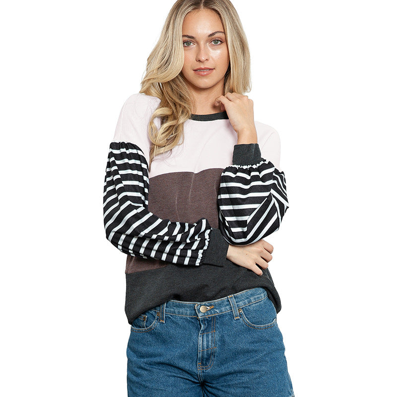Women's Colorblock Striped Long Sleeve Knit Pullover