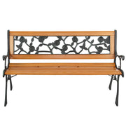[Outdoor Camping] 49-Inch Rose Flat Backrest, Bronze Green Armrests, Teak-Colored Seat Board, Iron Alloy Bench Suitable For Outdoor Patios, Gardens, Poolside, Family Gatherings, And Outdoor Camping