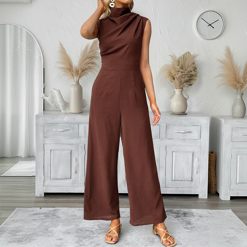 Chic Sleeveless Boat-Neck Wide-Leg Jumpsuit