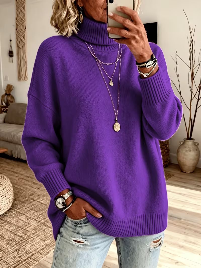Women's Solid Color Long Sleeve Turtleneck Sweater