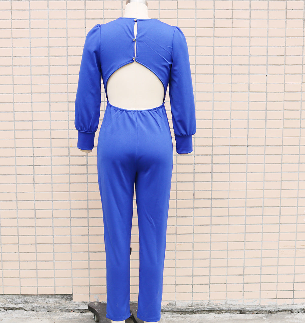 Women's Backless Slim Fit Long Sleeve Jumpsuit