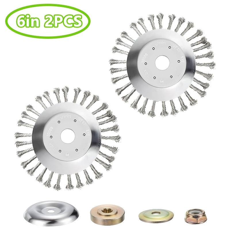6‑8‑Inch Rotary Wire Trimmer Head with Four Accessories – Heavy‑Duty Weed‑Cutting Wheel for Driveways, Pavements and Dense Weeds, Fits 1‑Inch Blade Shaft