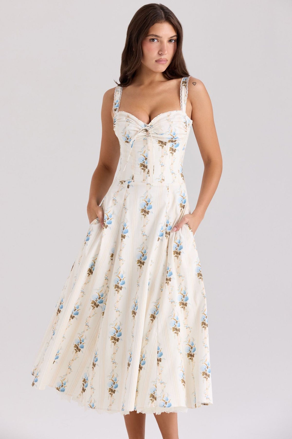 Floral Print Spaghetti Strap Midi Dress