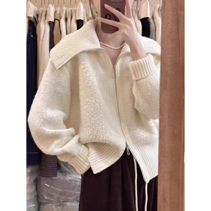 Womens Autumn Winter Outerwear Loose-fit Knitted Cardigan