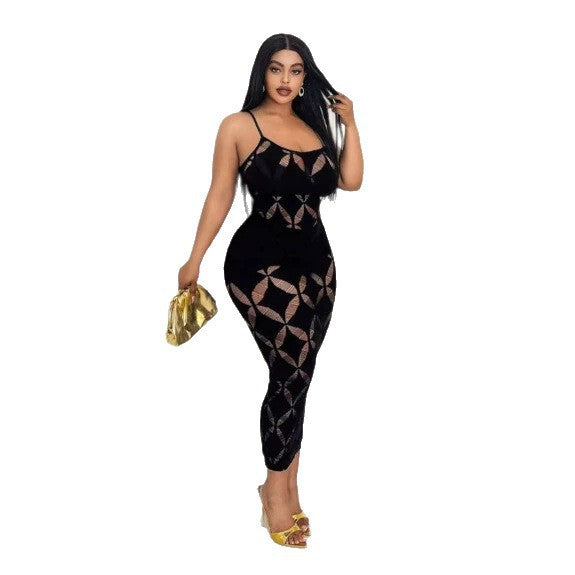 High-Waisted Hollowed-Out Bodycon Dress
