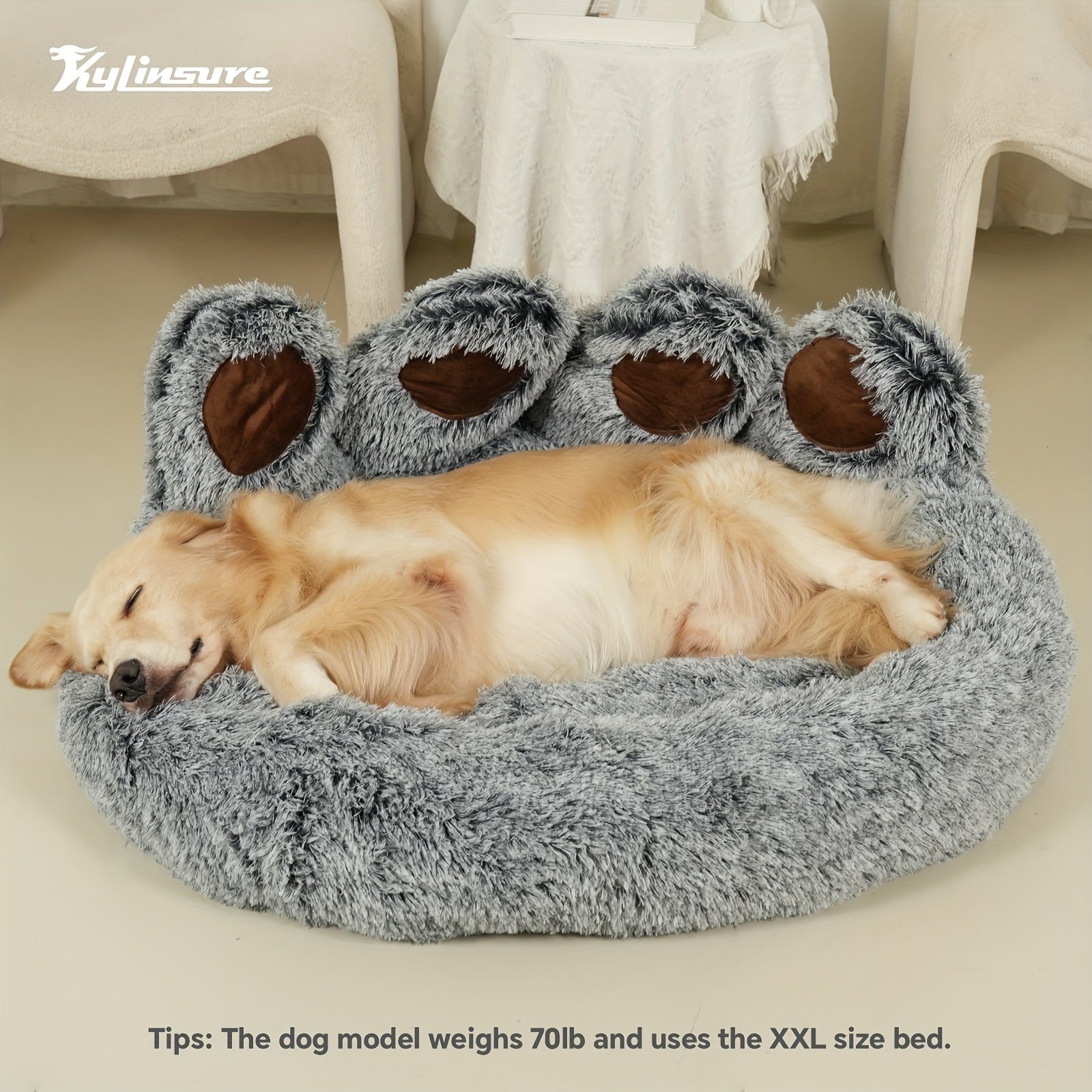 Cute Bear Paw Shaped Dog Bed And Cat Bed, Calm Donut Dog Bed, Warm And Comfortable Soft Dog Round Bed, Plush Dog And Cat Mattress Bed. Give Your Baby A Warm And Comfortable