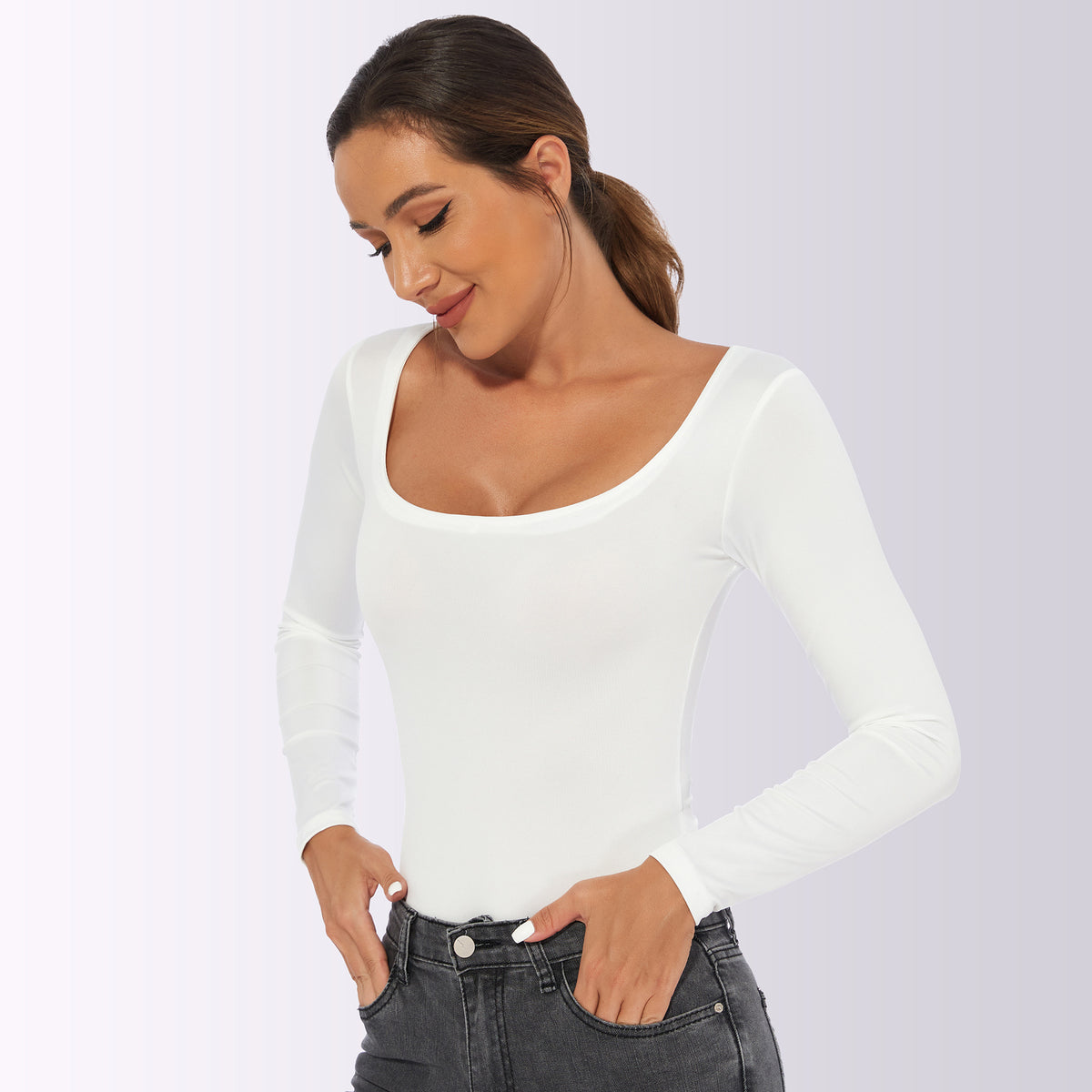 Women's Slim Fit U-Collar Polyester Jumpsuit