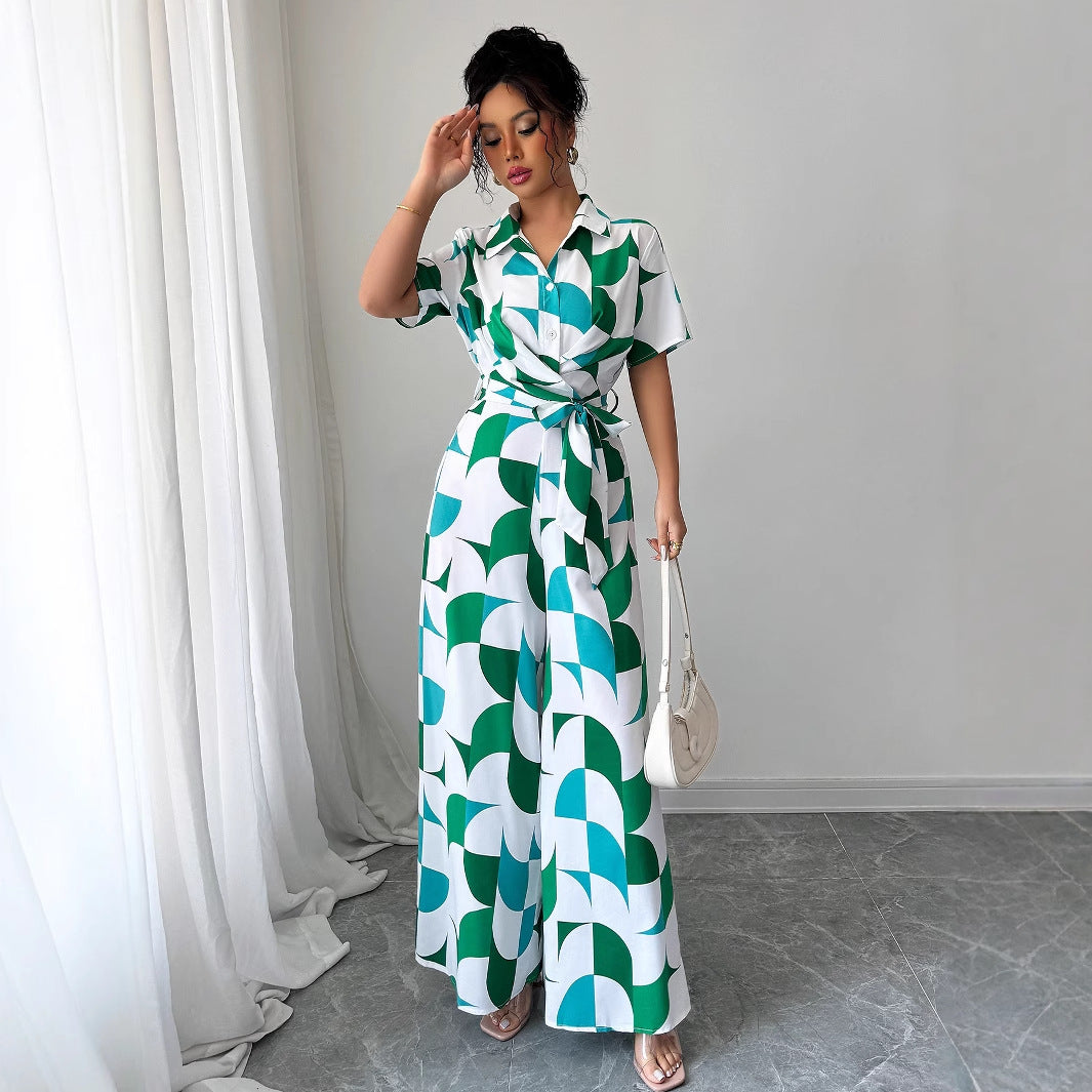 Women's Short Sleeve Wide Leg Jumpsuit - Chic & Comfy Romper