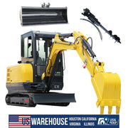 3.5‑Ton Compact Mini Excavator with Diesel Engine, Enclosed Cab, 800 mm Mud Bucket and 300 mm Auger Drill