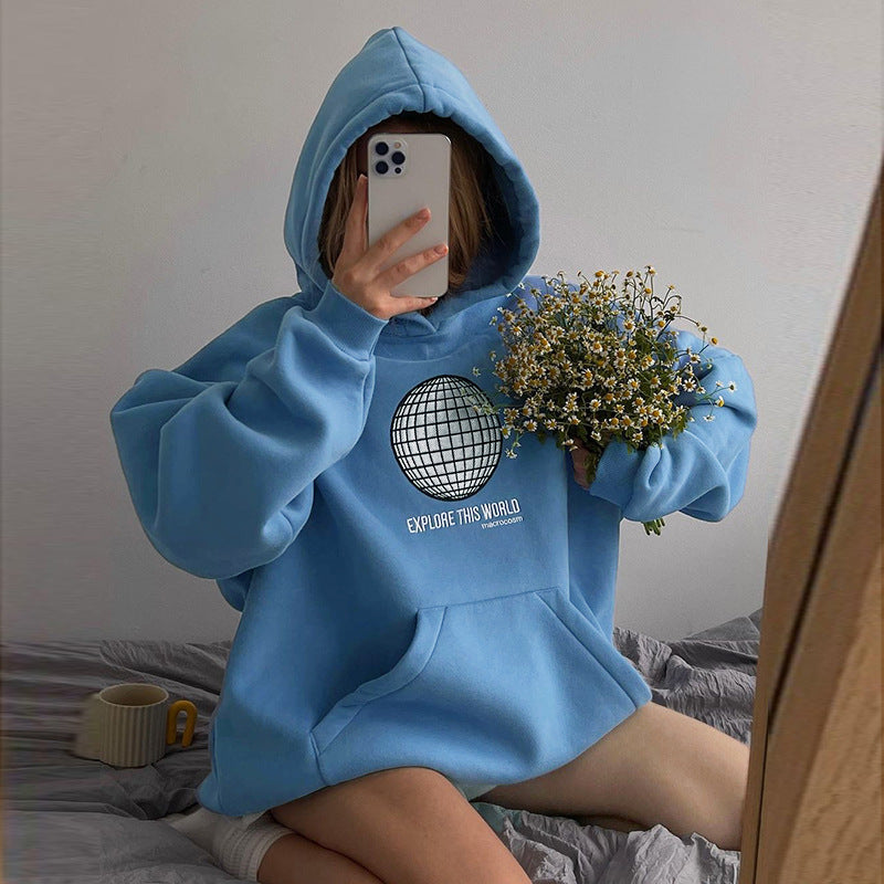 Cozy Loose Letter Embroidered Pullover Hoodie
