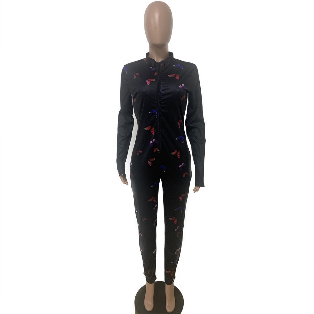 Women's Printed Patchwork Yoga Flare Jumpsuit