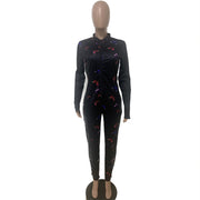 Women's Printed Patchwork Yoga Flare Jumpsuit