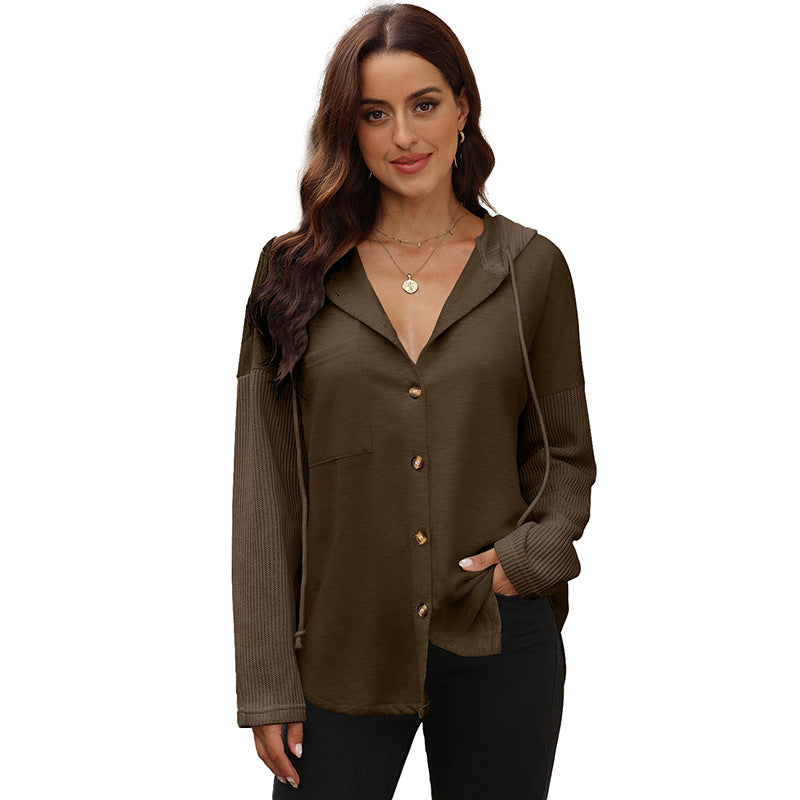Women's Autumn Leisure All-matching Contrast Color Hooded Sweatshirt