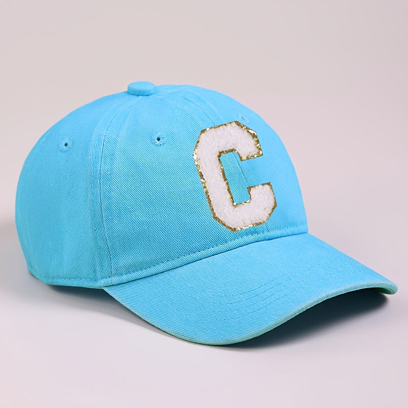 Blue Kids Baseball Cap with Alphabet Letter Decorations