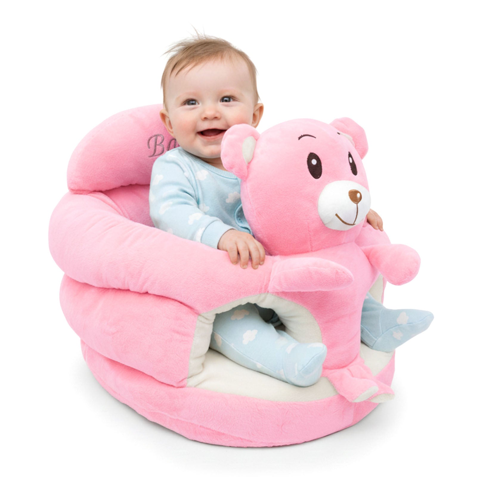 Plush Elephant Baby Support Seat - Ultra-Soft Cushioned Infant Lounger with Grey & White Elephant Design, Tummy Time Bed for & Toddlers, Non-Toxic Soft Fabric, Ideal Gift for Christmas, Birthdays, (No Assembly Required