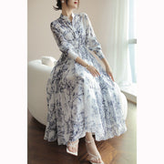 Chinese-style Long Dress French-inspired Waist-cinching Design