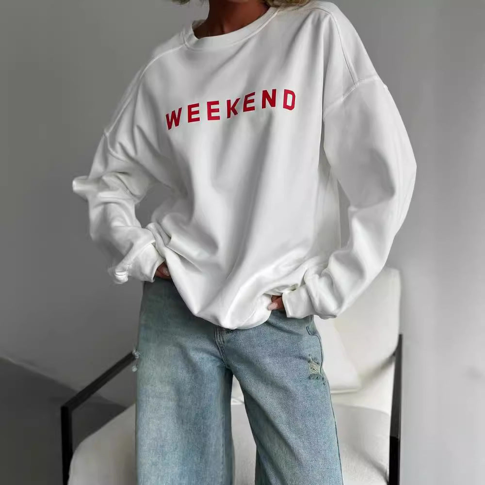 Cozy Women's Printed Long Sleeve Thick Pullover Sweatshirt