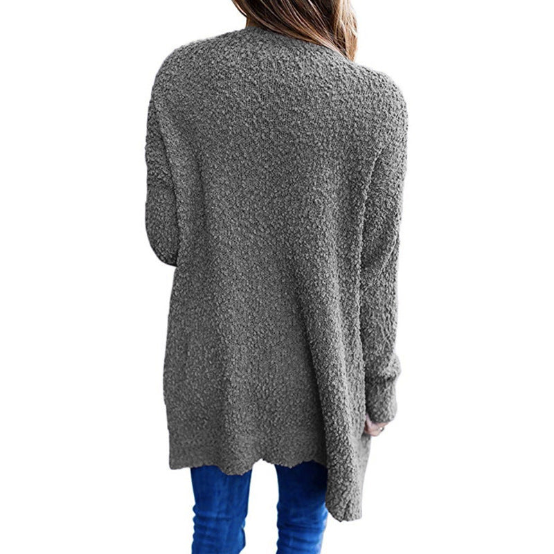 Cozy Fleece Double-Pocket Knit Cardigan Sweater