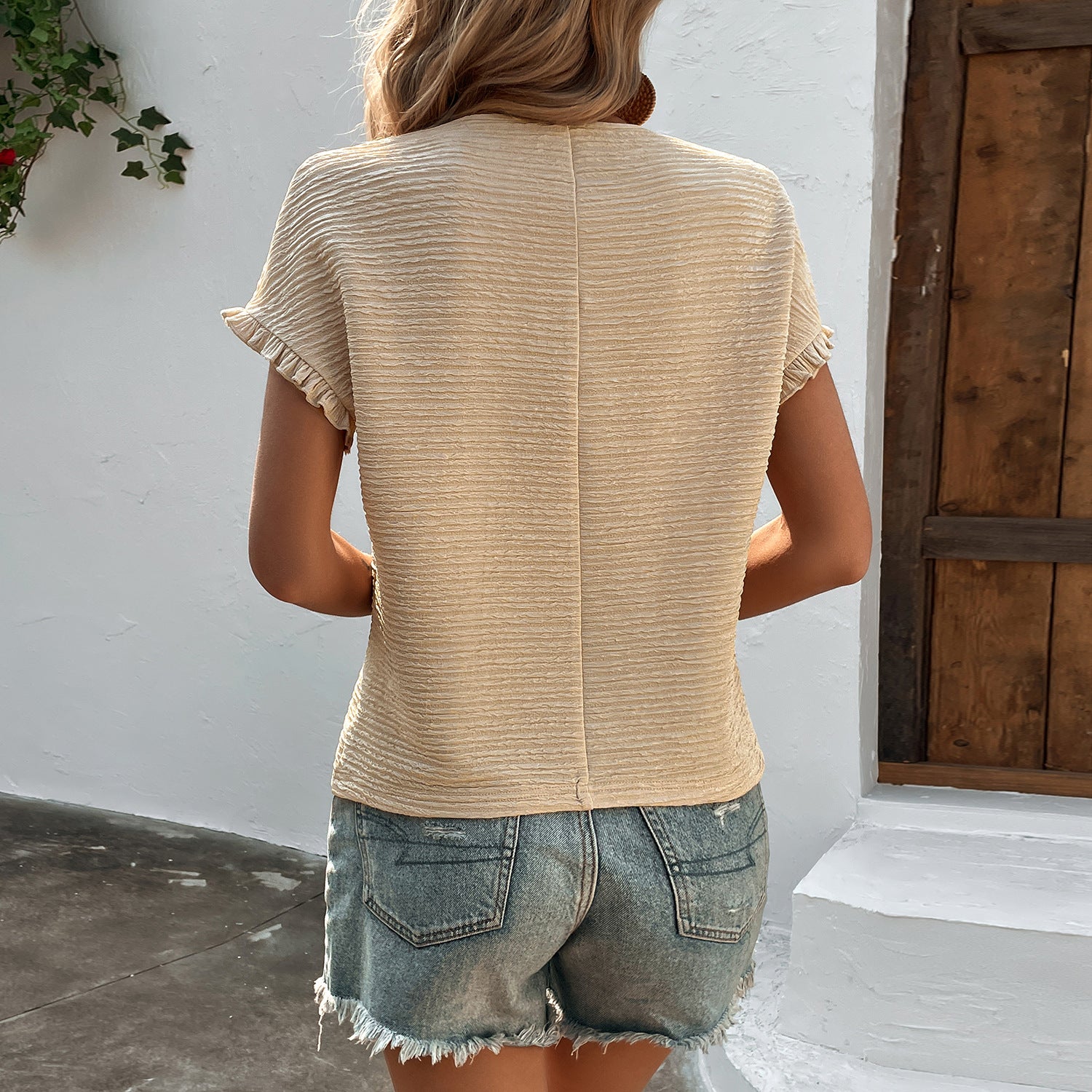 Chic Ruffle Sleeve Casual Knit Top for Women