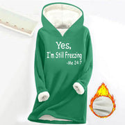 Cozy Plush Long Sleeve Offset Print Pullover Sweater
