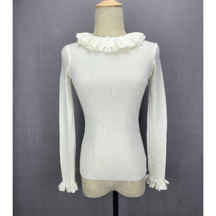 Chic Ribbed-neck Stand-collar Knitted Bottoming Shirt
