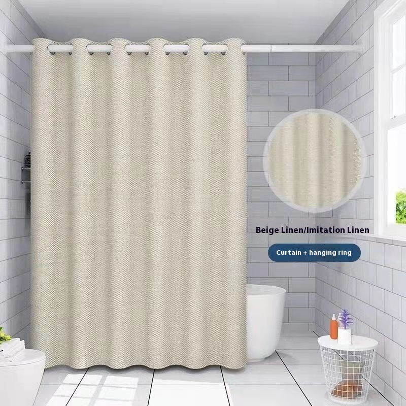 Linen Thick Waterproof and Mildew-proof Shower Curtain Punch-free