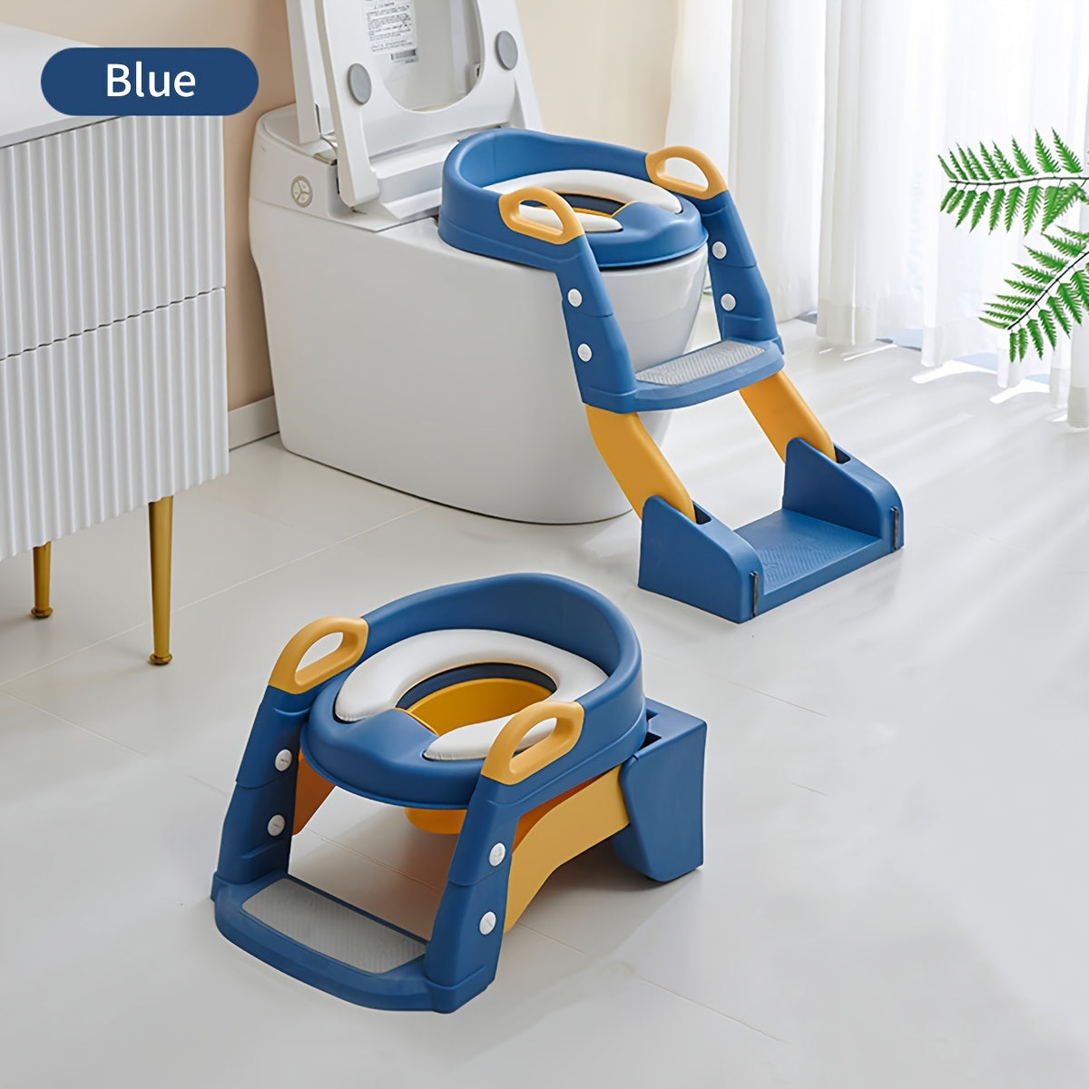 Adjustable Potty Training Seat with Non-Slip Step Stool Ladder, Handles and Splash Guard