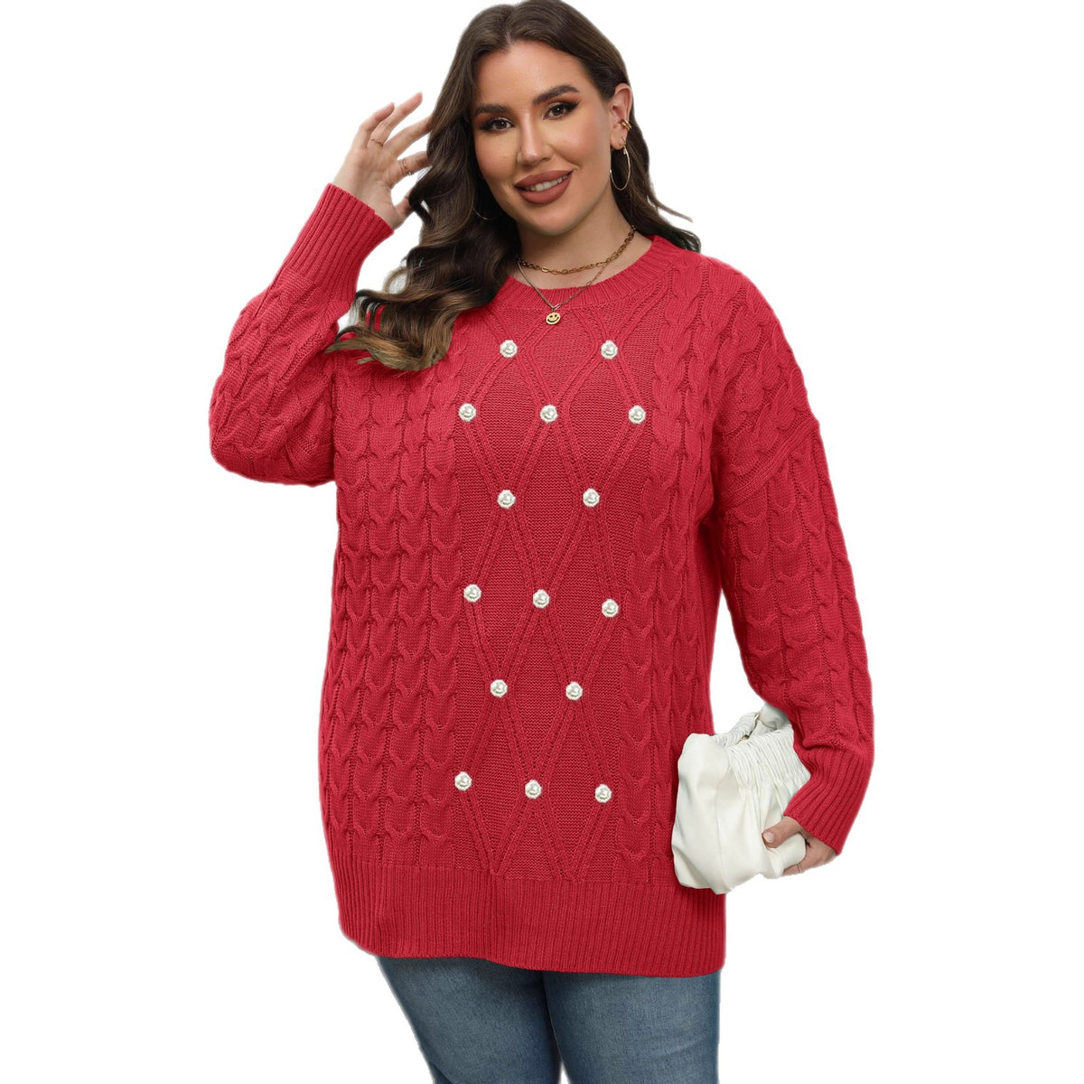 Womens Round-neck Knitted Pullover Top