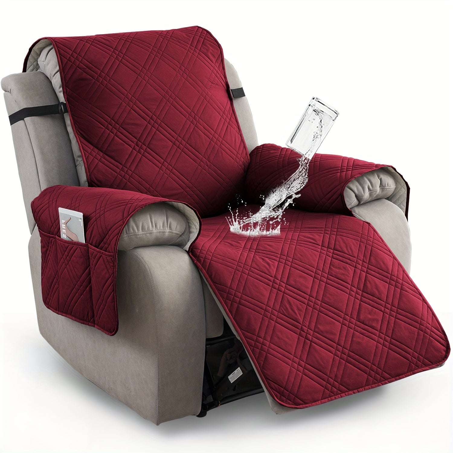 Waterproof Recliner Chair Cover with Pocket, Pet Scratch-Resistant Sofa Slipcover