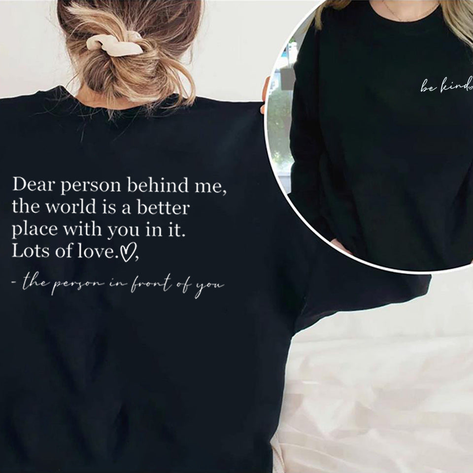 Be Kind Inspirational Teacher Loose Cotton Blend Pullover Sweater