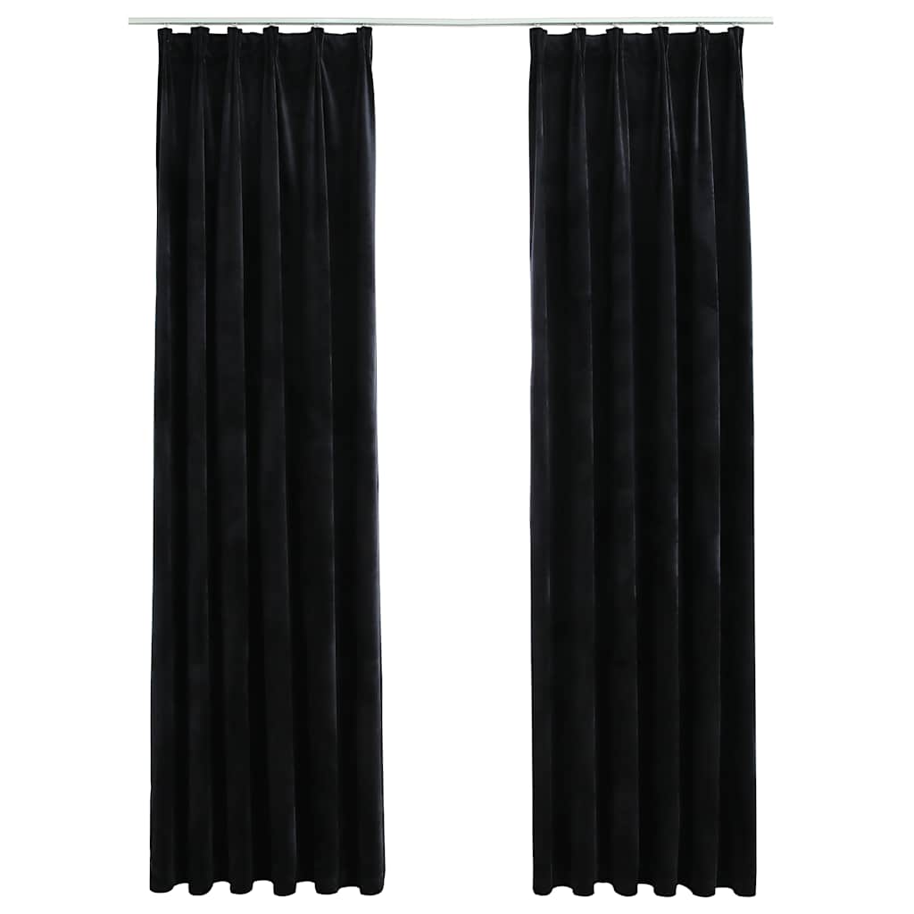 Blackout Curtains with Hooks, 2 Pieces, Velvet