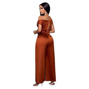 Women's Solid Slim-Fit Lace-Up Jumpsuit