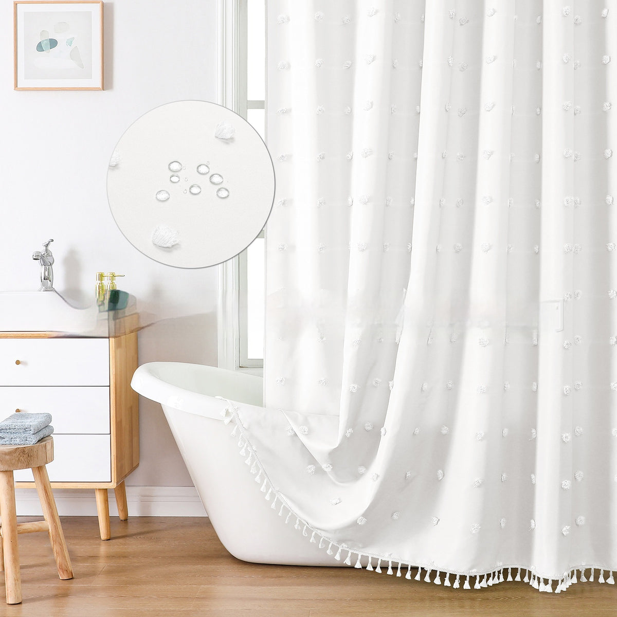 Polyester Simple Hydrangea Cut Shower Curtain