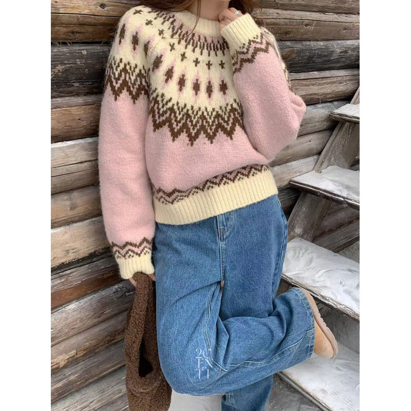 Add a Thickened Fair Isle Knit Sweater