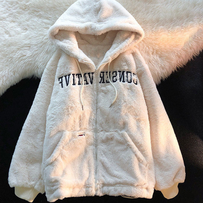 Women's Cashmere Padded Hooded Sweater Coat